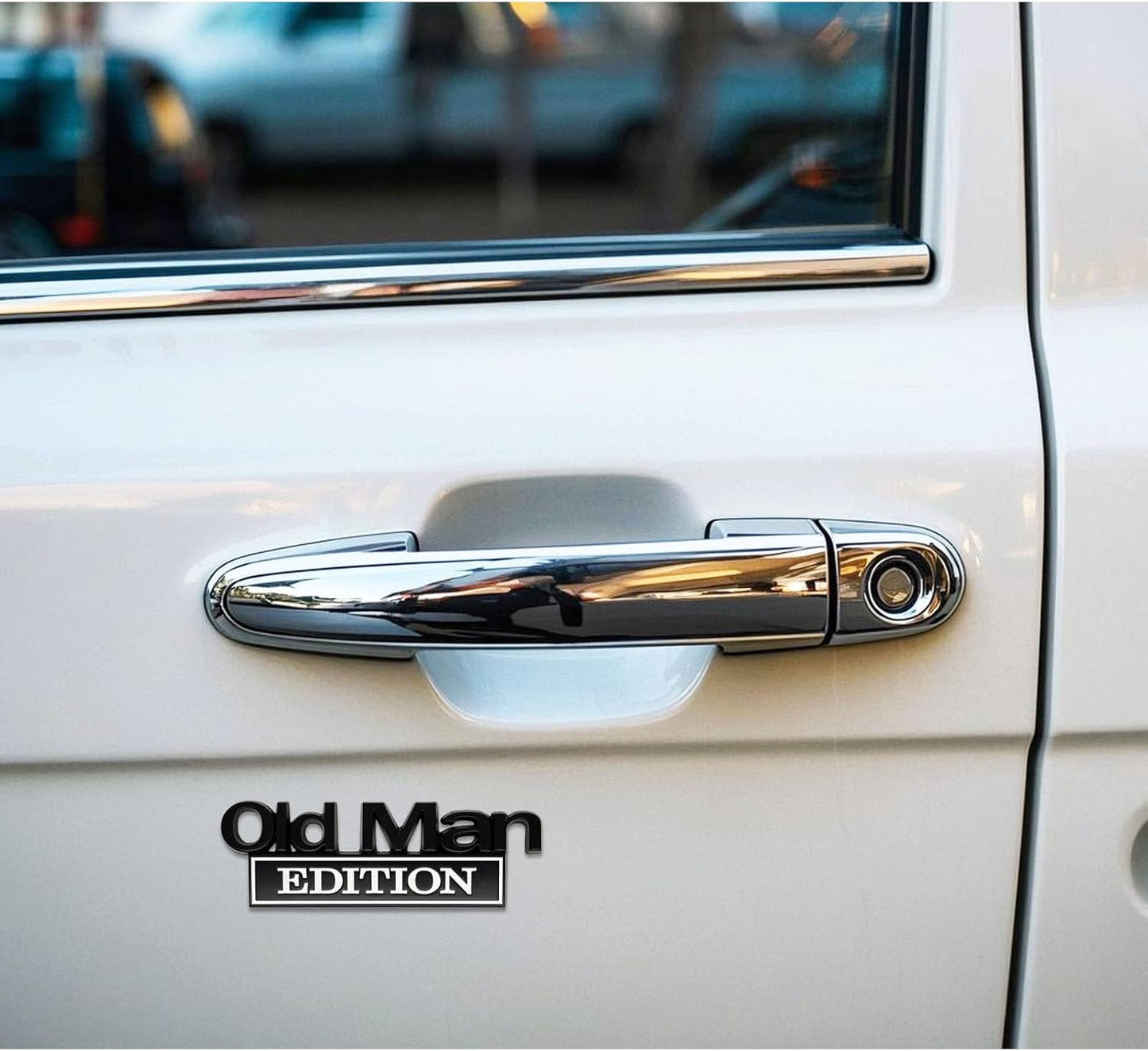 3D Old Man Metal Car Emblem 🚗🧓 – Black & White, Fits Rear, Side, Hood & Door