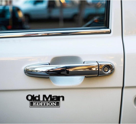 3D Old Man Metal Car Emblem 🚗🧓 – Black & White, Fits Rear, Side, Hood & Door