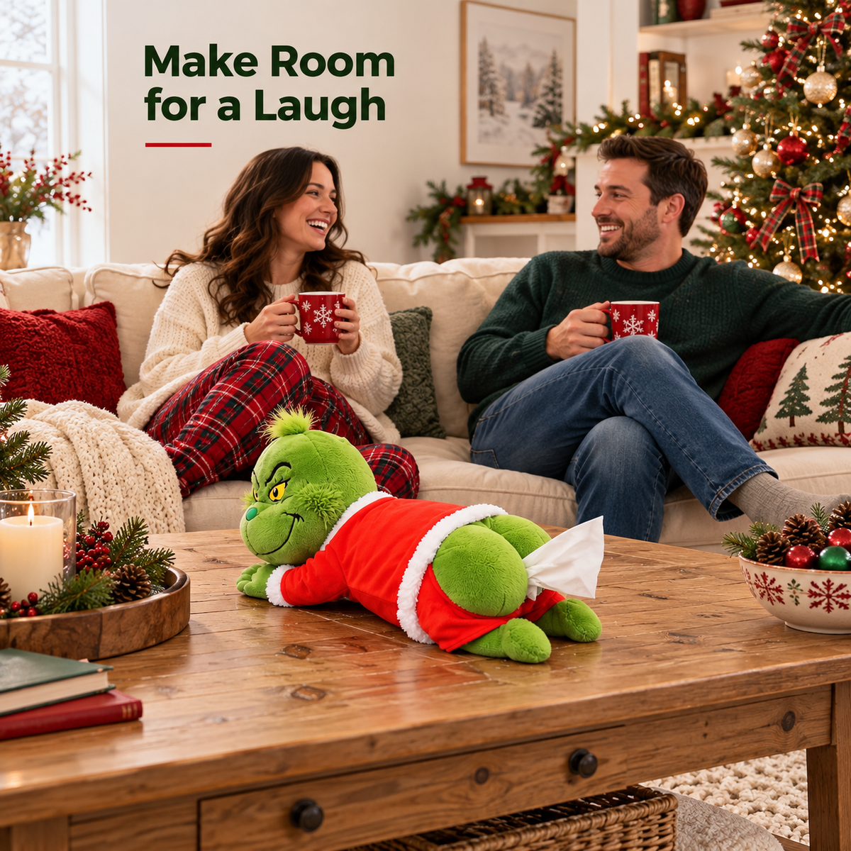 🔥 50%OFF!Grinch Plush Tissue Box Cover | Funny Christmas Grinch Tissue Holder, Festive Home Decor & Novelty Holiday Gift