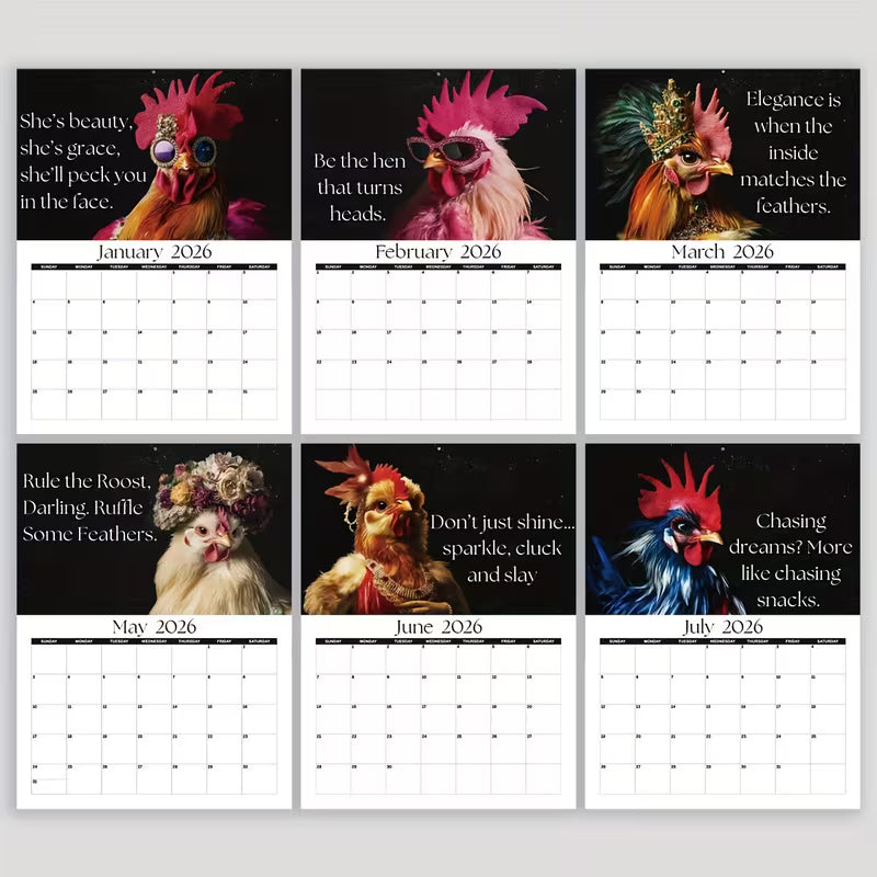 2026 Fun Chicken Wall Calendar