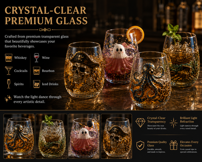 Release The Kraken Pirate Glass Collection — 3-Piece Legendary Ocean Treasure Set - KRAKEN RISE GLass
