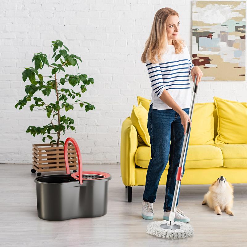 Spin Mop &amp; Bucket System with Detachable Scrub Brush