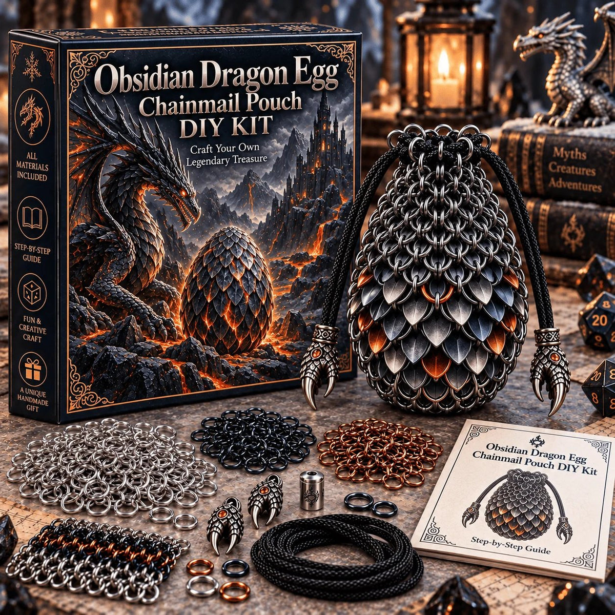 Dragon Egg Chainmail Pouch DIY Kit – 8 Fantasy Styles