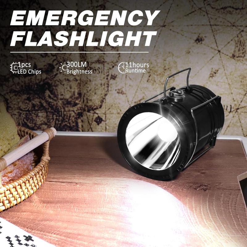 💡Collapsible Portable LED Camping Lantern Lightweight Waterproof Solar USB Rechargeable LED Flashlight