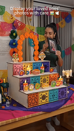 🎃🏵️Day of the Dead Wooden Altar Display Set | 💕Death is not the end of life, forgetting is