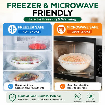 💥Special Offer💥Disposable Elastic Stretch Food Covers 100PCS | Quick Food Storage for Bowls & Plates
