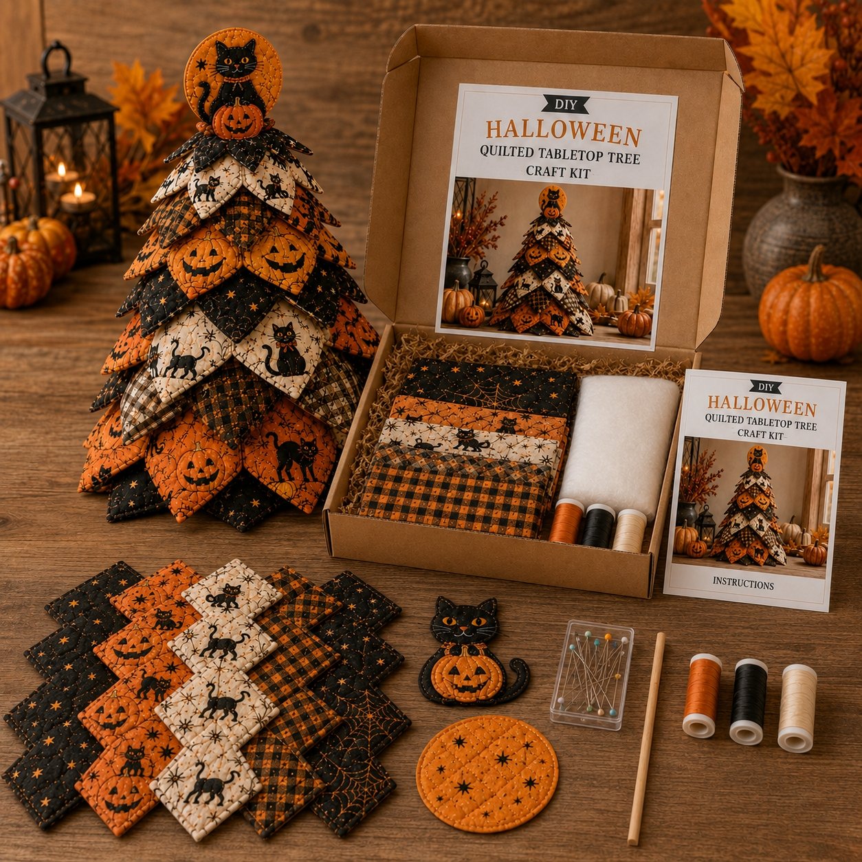 🔥Last Day 40% OFF - 🎃 DIY Halloween Quilted Fabric Tree Kit