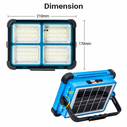 🎁Solar Rechargeable LED Work Light – 288 LEDs, Magnetic & Waterproof
