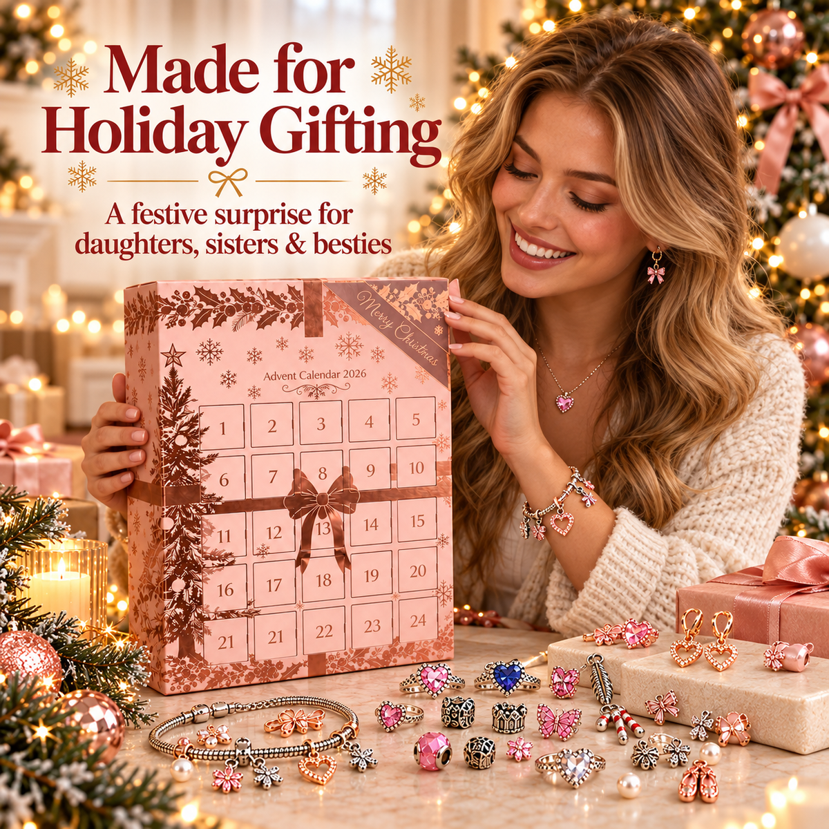 🎀 24-Day Jewelry Advent Calendar – Daily Mystery Charms & Holiday Surprises ✨🎄