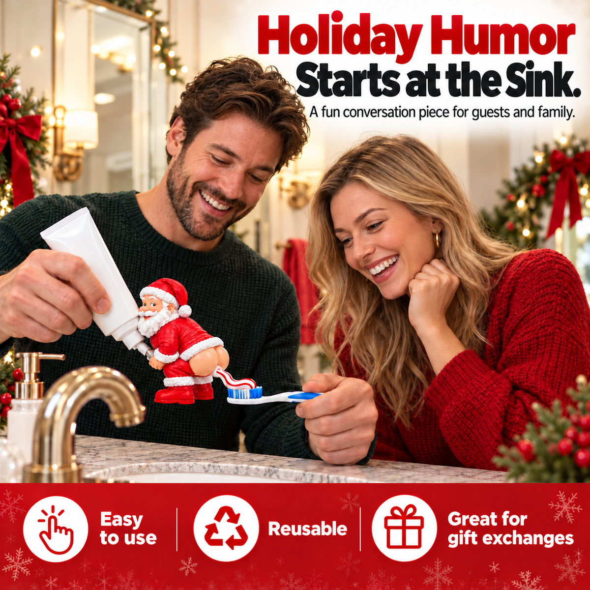 🎅 The Cheeky Santa Toothpaste Dispenser™ – The Christmas Gag Gift Everyone Will Talk About 😂🎄