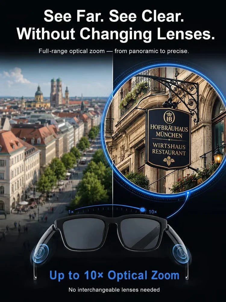 AI-powered smart translation Bluetooth glasses
