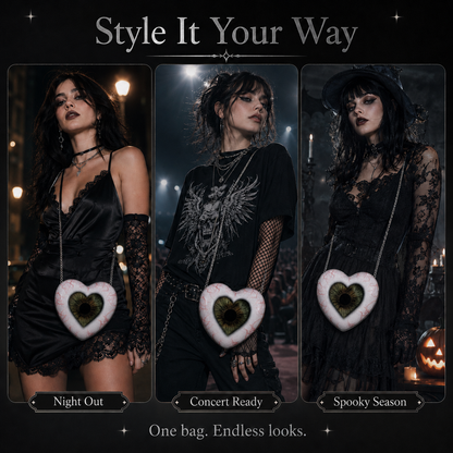 Gothic Heart Eye Statement Crossbody Bag