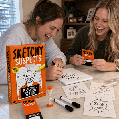 🚨 Sketchy SuspectsTM Police Sketch Party Game | Hilarious Drawing & Guessing Game for Ages 12+, 2+ Players, Family Nights & Parties ✏️😂