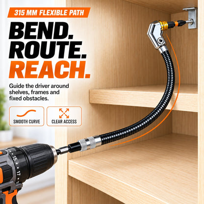 🔧 Flexible 90‑Degree Right‑Angle Drill Attachment with Long Flexible Shaft