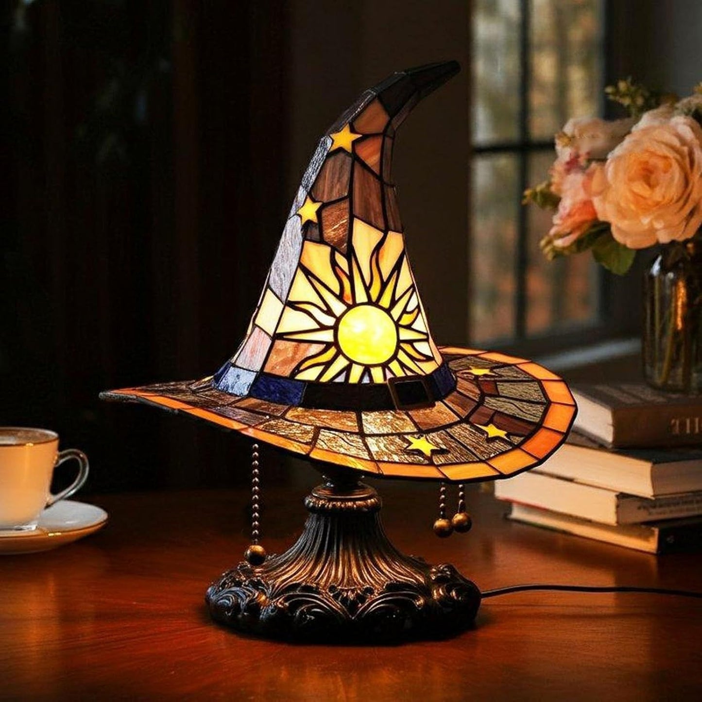 🧙‍♀️🪄Witch Hat Lamp That Casts Enchanting Glow, Stained Glass USB Light for Instant Halloween Vibe