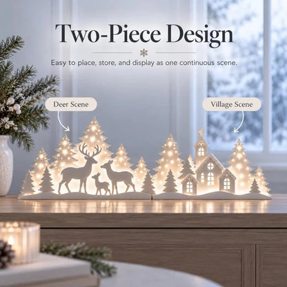 🦌❄️ Leuchtende Weihnachtsdeko fürs Fenster – Rentier & Dorf | 2-teiliges LED-Set ✨