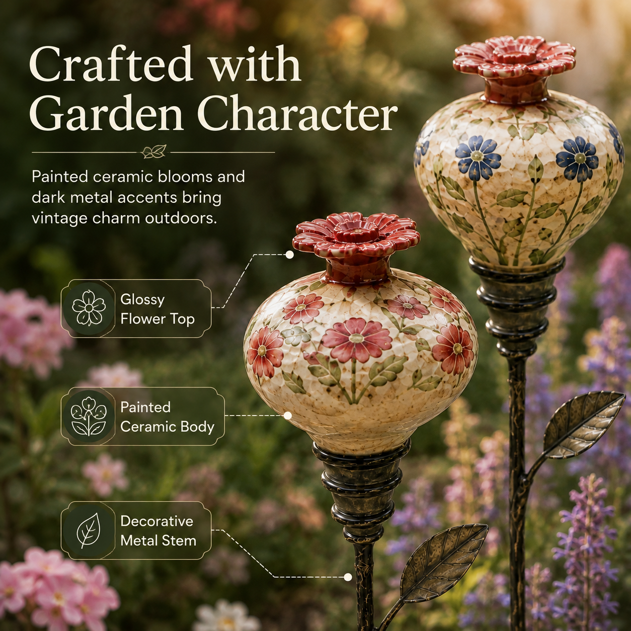 Detailed ceramic hummingbird feeder construction