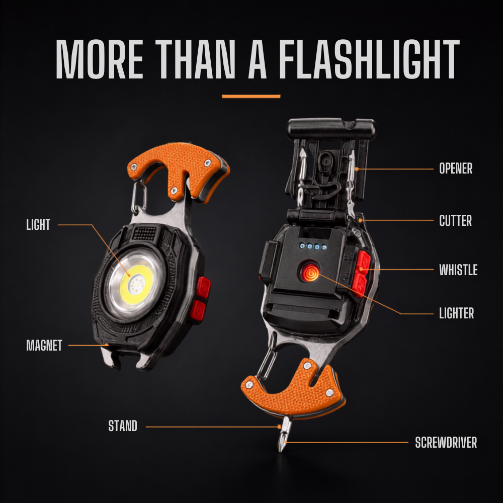 💡 8-in-1 Multifunctional Keychain Flashlight 🔦🌈
