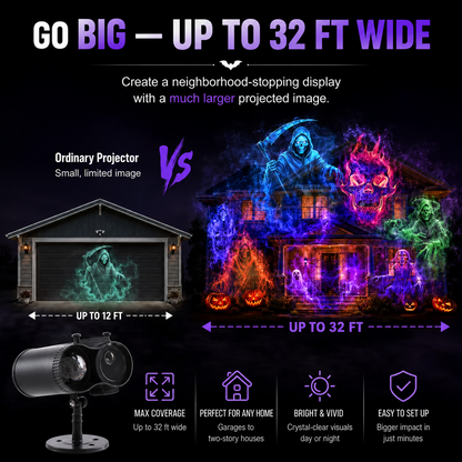 🎃👻32FT HD Halloween Projector | That Disappoint Your Halloween Party | 10 Unique HD Projection Patterns