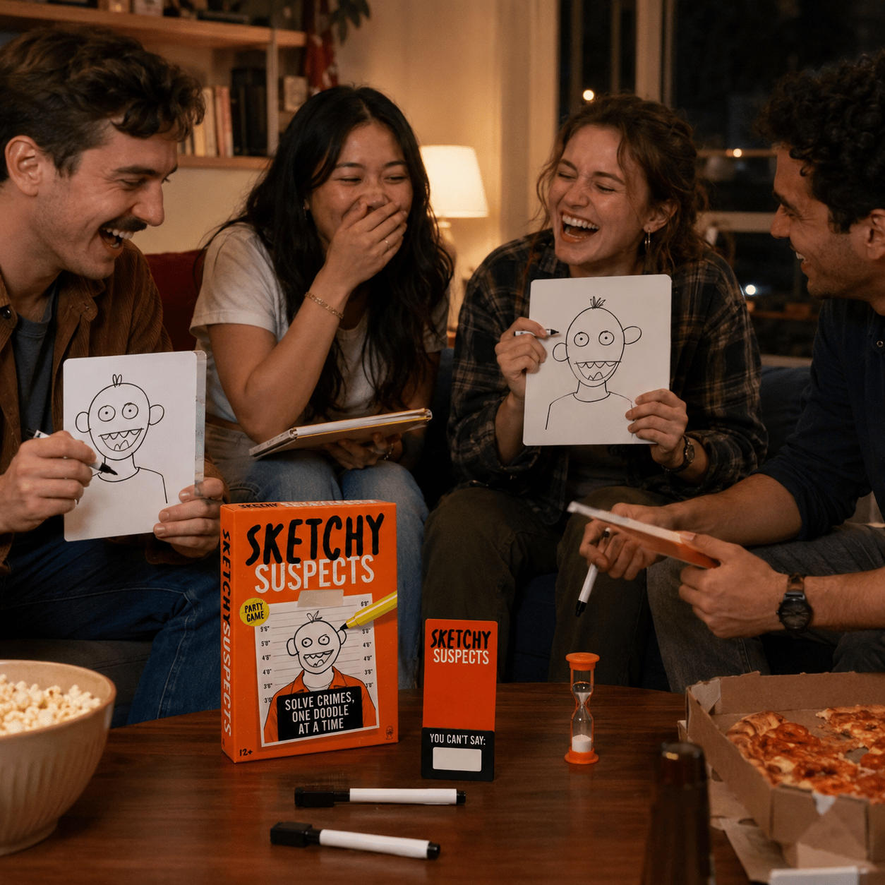 🚨 Sketchy SuspectsTM Police Sketch Party Game | Hilarious Drawing & Guessing Game for Ages 12+, 2+ Players, Family Nights & Parties ✏️😂