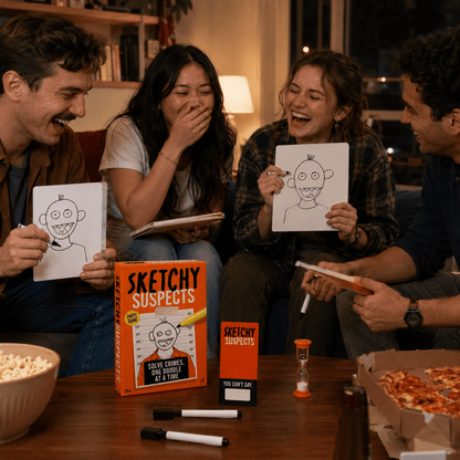 🚨 Sketchy SuspectsTM Police Sketch Party Game | Hilarious Drawing & Guessing Game for Ages 12+, 2+ Players, Family Nights & Parties ✏️😂