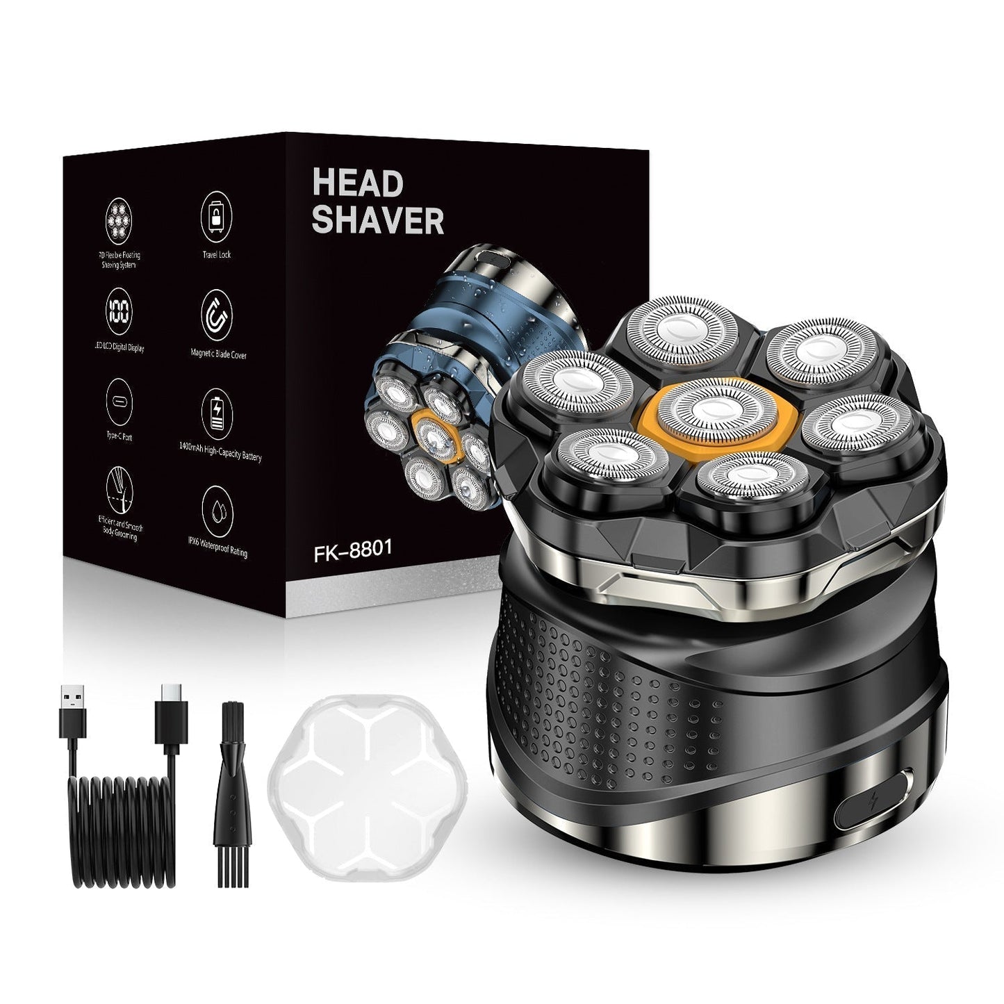 Free Shipping🔥 7D Electric Head Shaver for Men | Wet & Dry Rotary Razor