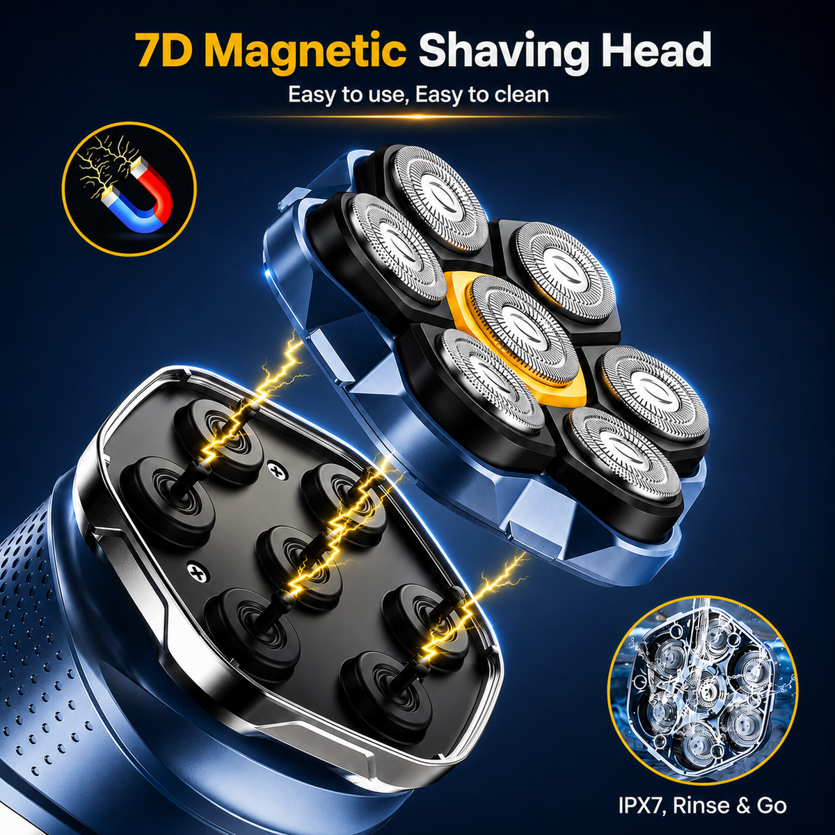 Free Shipping🔥 7D Electric Head Shaver for Men | Wet & Dry Rotary Razor