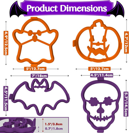 Halloween Silicone Pancake Molds for Skull, Ghost, Bat, and Pumpkin-Shaped Pancakes