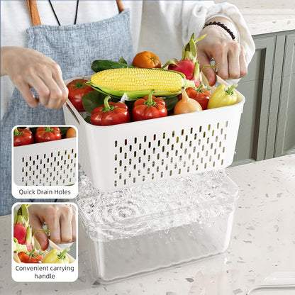 ✨ Keep Food Fresh Up to Longer! 🍓 KEMETHY 10 Pack Fruit Storage Containers with Colanders 🥬 BPA-Free Produce Saver Set 💧 Leakproof Fridge Organizer for Fruits, Vegetables, Berries, Salad, Meat & More 🏡