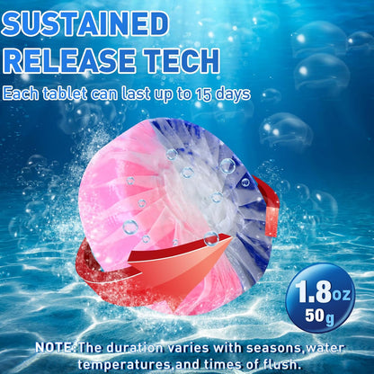 🚽 Toilet Cleaner Tablets, Automatic Flush Deodorant Bleach Cleanser for Bathroom Tank Stain Removal