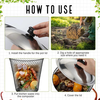 🔥Last Day Sale 50% OFF🔥 Inground Worm Composter With Lid - Durable Metal Outdoor Organic Waste Recycling Bin System For Raised Garden Beds