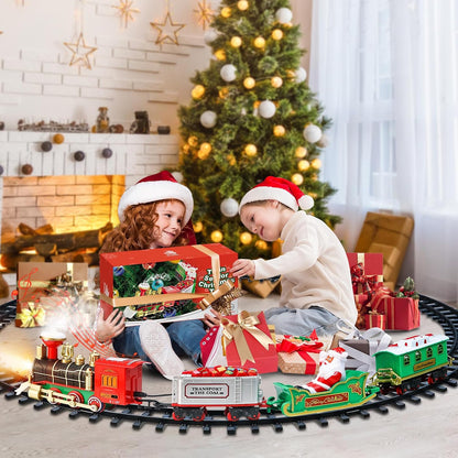 Christmas Train Set - Hanging Train Toys Around Under The Christmas Tree w/Smoke, Whistle (Turn on/Off) & Lights