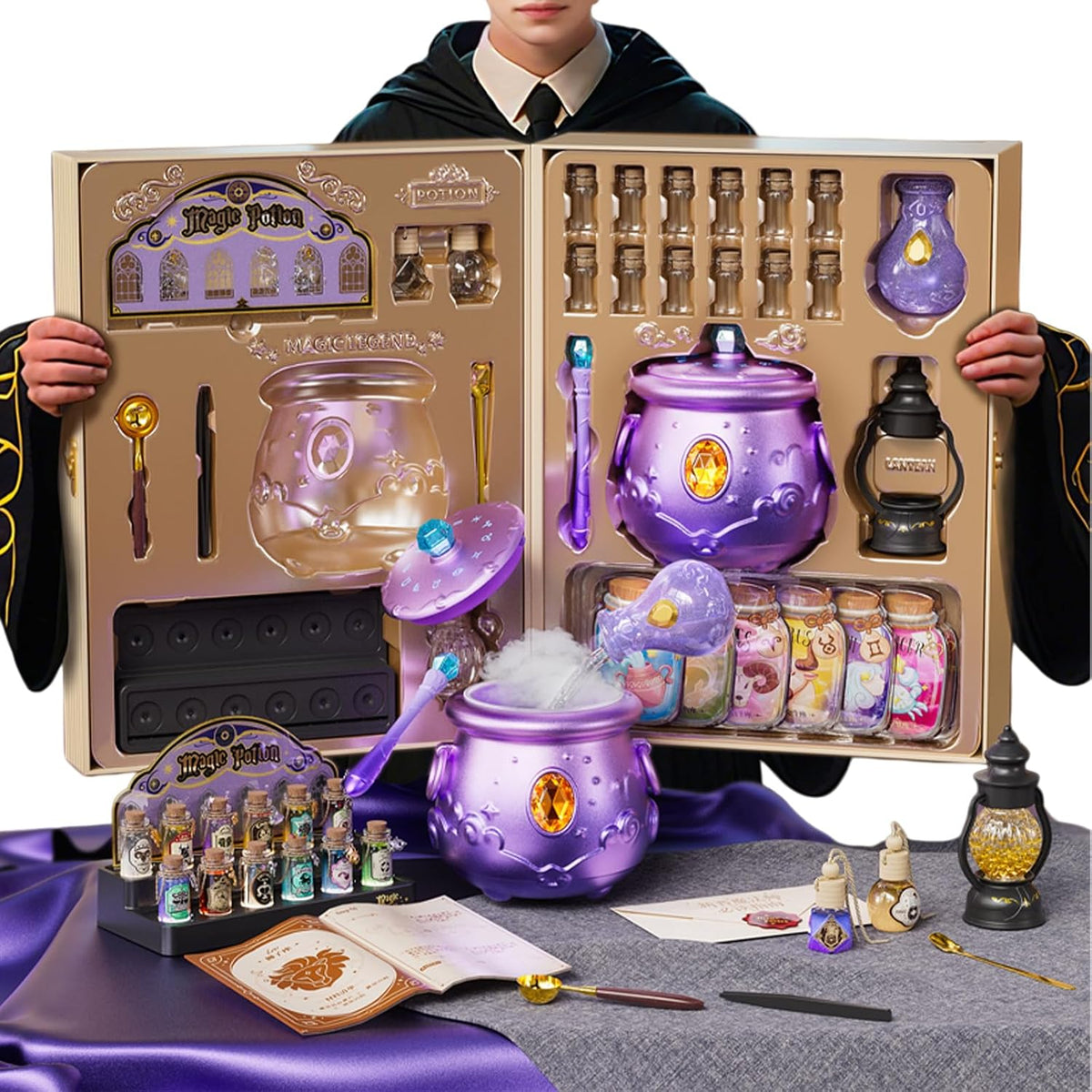 Magic Potion Making Kit for Kids – Light-Up Mist Cauldron & 16 Potion Bottles