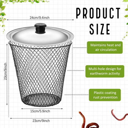 🔥Last Day Sale 50% OFF🔥 Inground Worm Composter With Lid - Durable Metal Outdoor Organic Waste Recycling Bin System For Raised Garden Beds