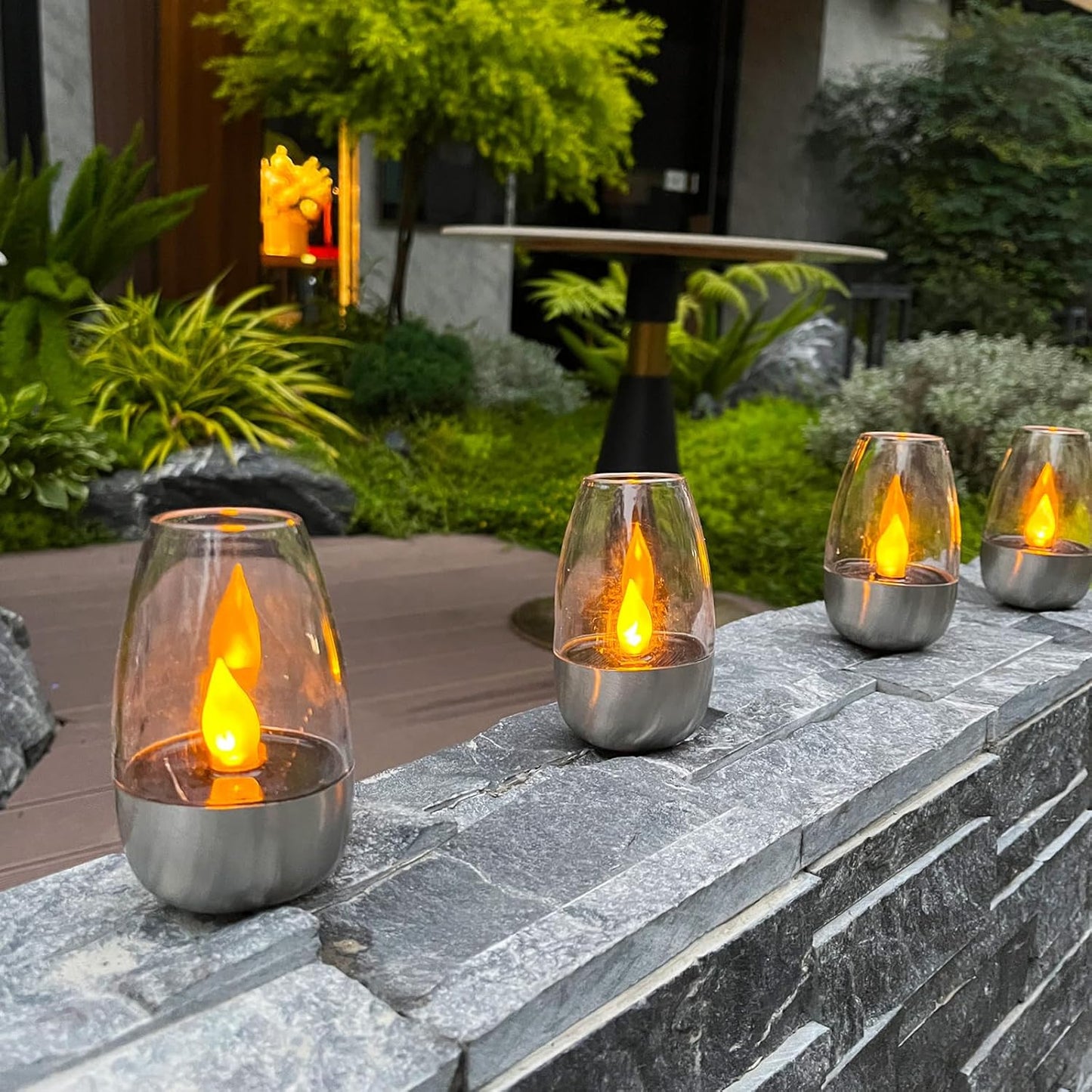 Flickering Solar Tea Lights Waterproof Outdoor - Flameless LED Candle Lights for Garden, Patio & Lantern Decor