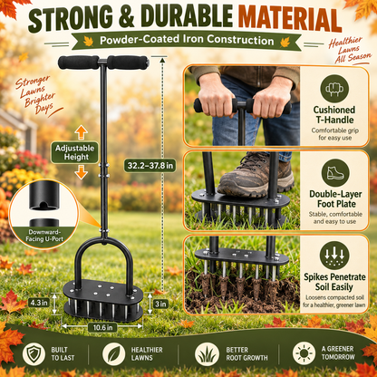 🌱 Manual Lawn Coring Aerator ✅ Carbon Steel Build & Spring Ejection | Healthier Grass Made Easy 🍃