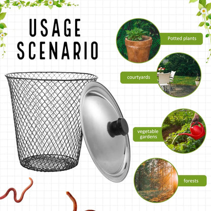 🔥Last Day Sale 50% OFF🔥 Inground Worm Composter With Lid - Durable Metal Outdoor Organic Waste Recycling Bin System For Raised Garden Beds