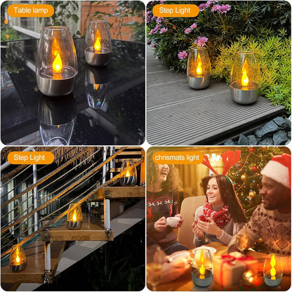 Flickering Solar Tea Lights Waterproof Outdoor - Flameless LED Candle Lights for Garden, Patio & Lantern Decor