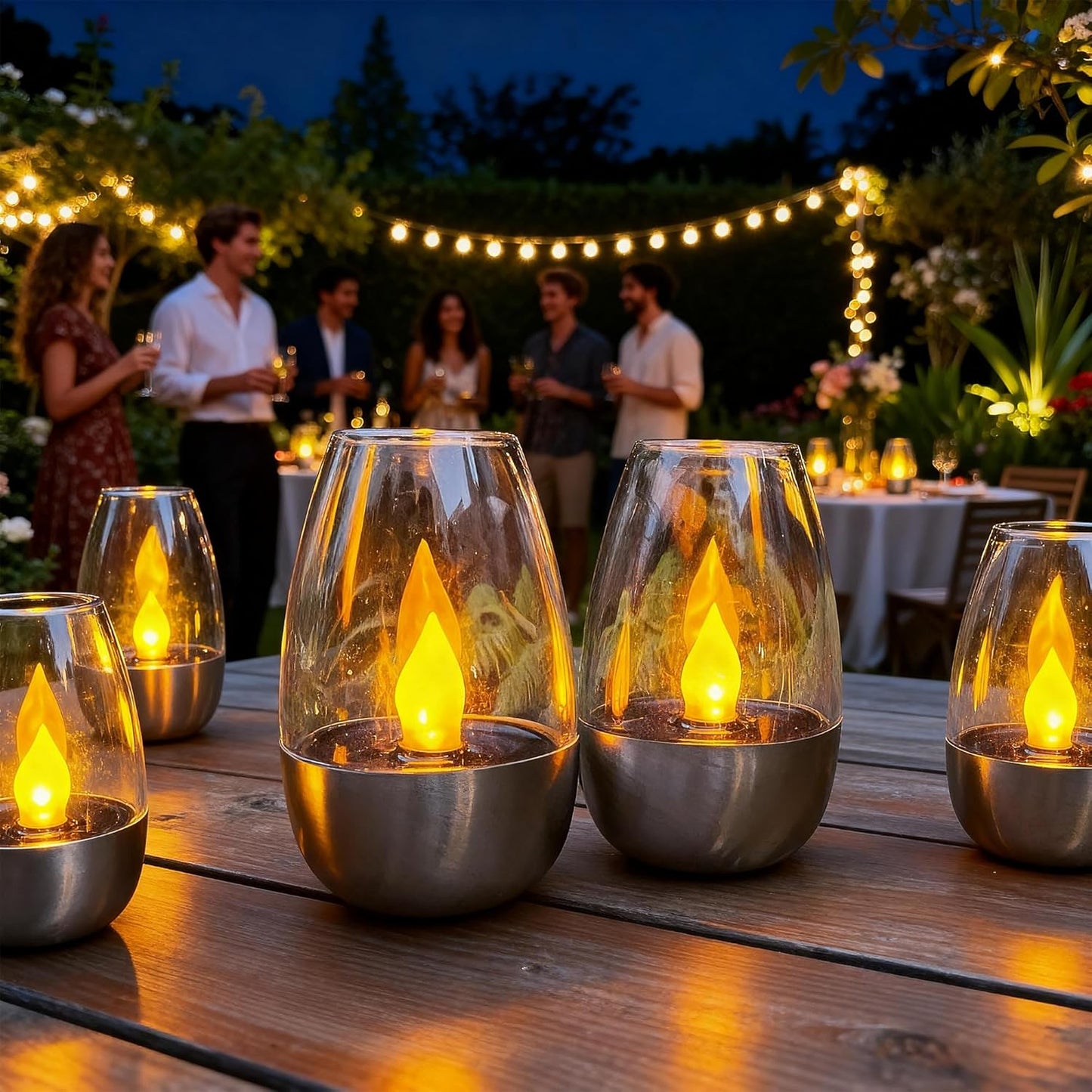 Flickering Solar Tea Lights Waterproof Outdoor - Flameless LED Candle Lights for Garden, Patio & Lantern Decor