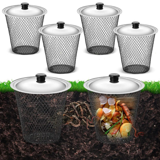 🔥Last Day Sale 50% OFF🔥 Inground Worm Composter With Lid - Durable Metal Outdoor Organic Waste Recycling Bin System For Raised Garden Beds
