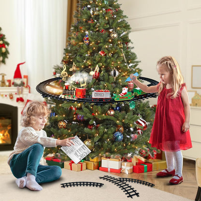 Christmas Train Set - Hanging Train Toys Around Under The Christmas Tree w/Smoke, Whistle (Turn on/Off) & Lights