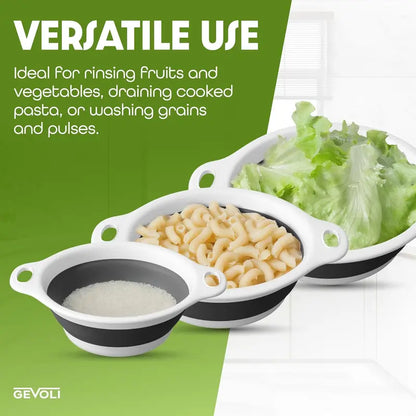 Collapsible Colanders 3-Pack Sturdy Kitchen Strainer Set