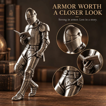 ⚔️ Reading Knight Bookshelf Statue | Medieval Fantasy Bookend Décor