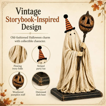🏆Summerween Sale 48% OFF 👻🎃 Lighted Vintage Ghost Figurine with Glowing Pumpkin Staff