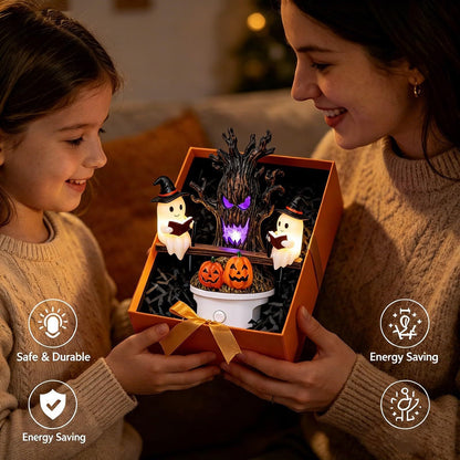 Lighted Spook On Seesaw Halloween Ambient Night Light | Spooky Decor Lamp for Home Party
