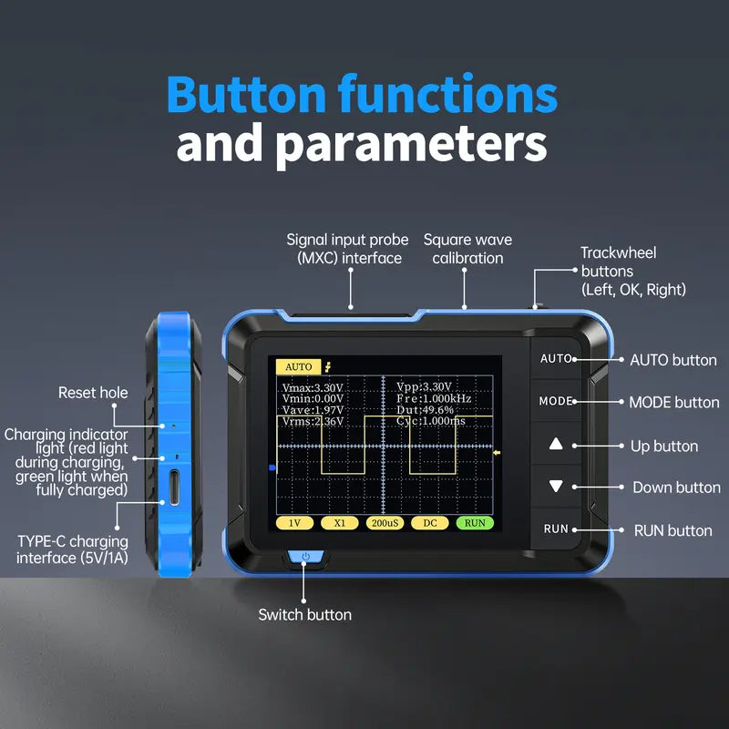 🚗 Pocket Digital Oscilloscope – Portable Signal Tester for Car Audio Tuning, Circuit Diagnostics & DIY Electronics ⚡