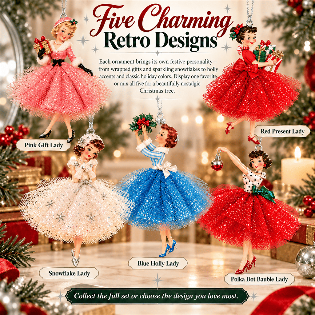 🎄 Vintage Christmas Lady Ornaments – Bring Back the Magic of the 1950s ✨