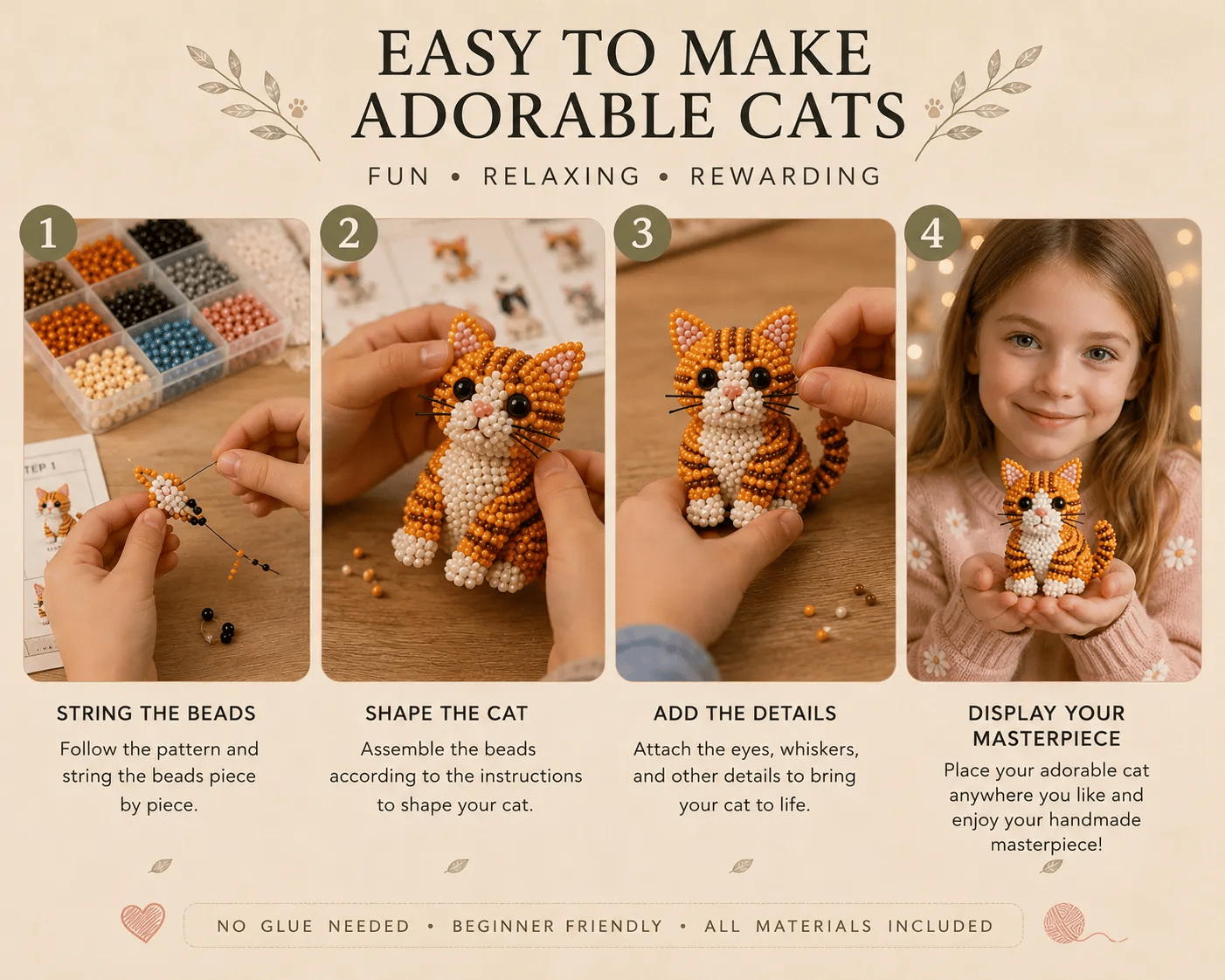 🐱 Create 4 Adorable Beaded Cats Yourself