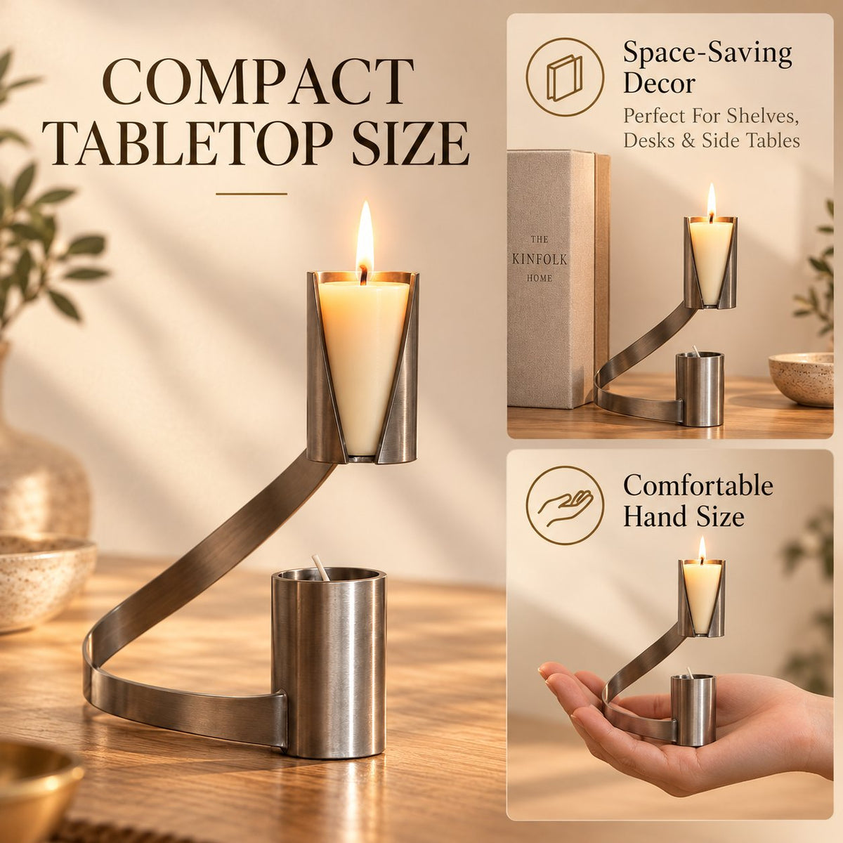 🕯️✨ Modern Curved Metal Candle Holder — Sculptural Design With A Warm Ambient Glow