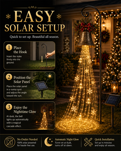 🔥Hot Sale 45% OFF🎄 Christmas Bell Cascade Solar Yard Light✨